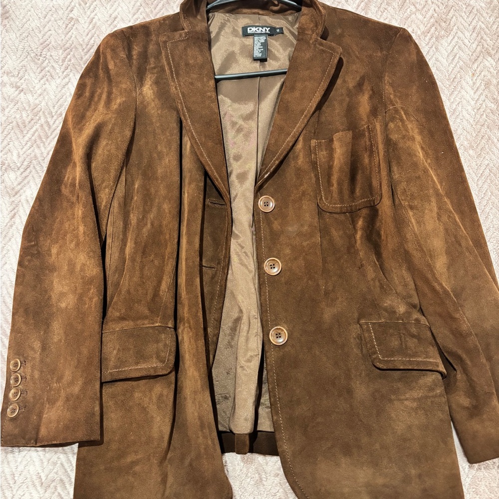 DKNY womens Brown Suede Jacket